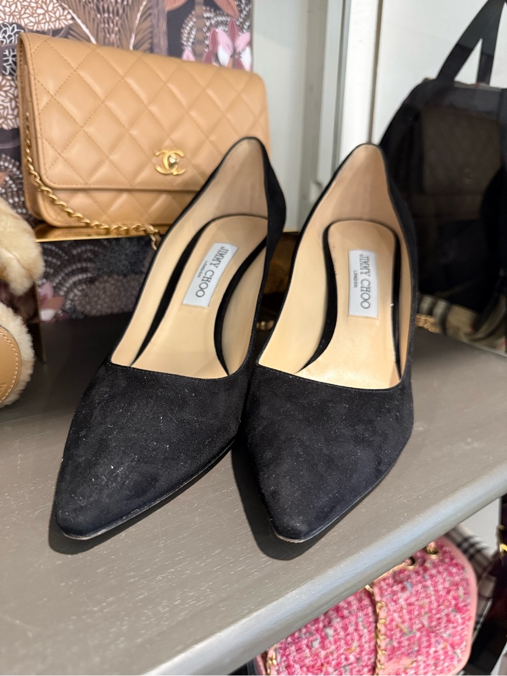 Jimmy Choo Black Suede Pointed Pumps